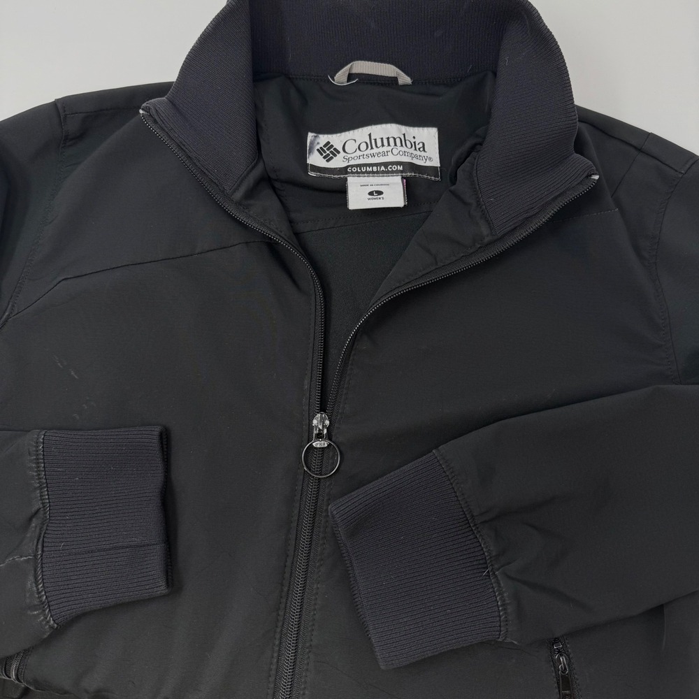 Columbia Sportswear Womens Black Full Zip Bomber Jacket Mock Neck Large